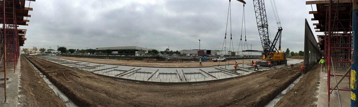 Rear of site with panels being poured